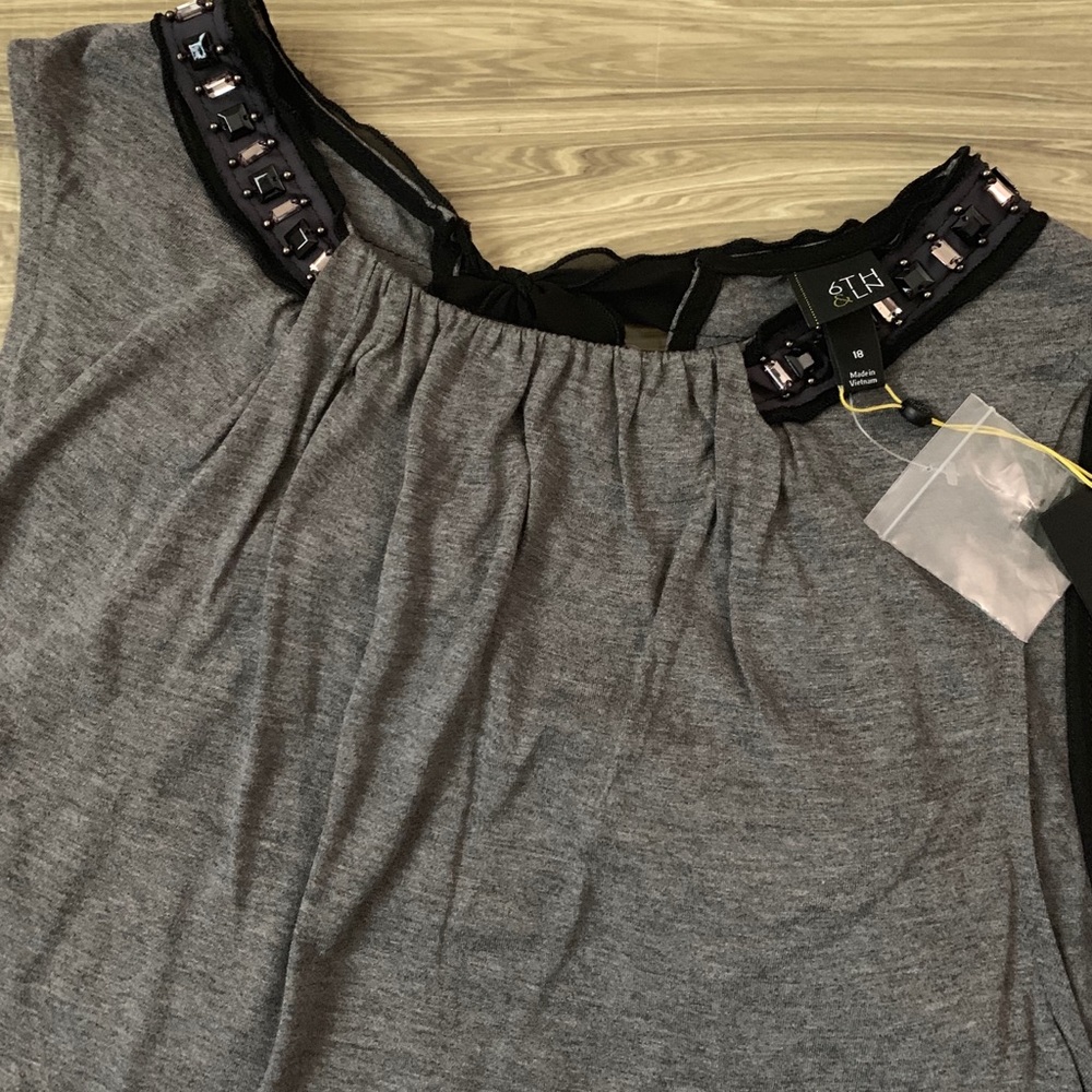 Lane Bryant Beaded Tunic Tank with Bow Detail NWT